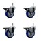 Service Caster 4'' Blue Poly Swivel 7/16'' Grip Ring Stem Caster Set with Brake, 4PK SCC-GR20S414-PPUB-BLUE-PLB-716138-4 - alternate 1